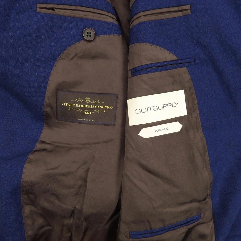 SuitSupply 44R Blazer Lazio Slim Single Breasted Vitale Barberis Wool Blue